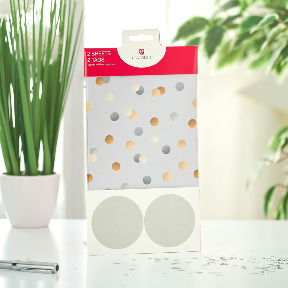 image 1 of Multipack of 6 Sheets of Gift-Wrapping Paper & 6 Tags | Birthdays/Weddings | For Him/Her/Friend | Confetti Sprinkle Design Multi