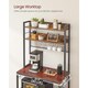 image 6 of Kitchen Storage Rack with Power Outlet, Coffee Station Style Baker’s Rack with Hooks and Panel, Rustic Brown and Ink Black
