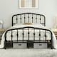 image 1 of Yaheetech 190 cm L × 135 cm W Modern Metal Bed Frame with Arched Headboard Black