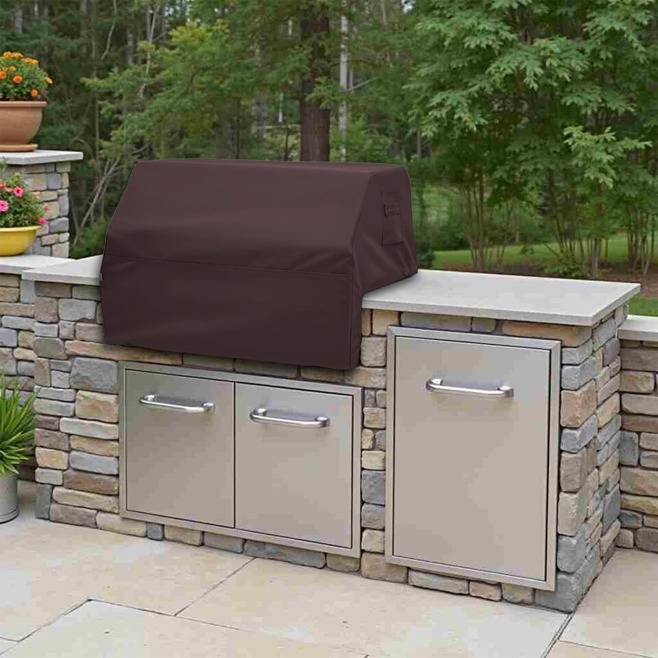 image 1 of Covers&All Built-in Outdoor Grill Cover, Durable 12 Oz Waterproof Cover Max Material with Air Pocket, 48 in W x 27 in D x 26 in H, Coffee