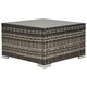 image 1 of Outsunny Rattan Garden Coffee Table, 65 cm Square Garden Rattan Table with Tempered Glass Top, All Weather Wicker Bistro Outdoor Furniture for Patio, Balcony, Porch, Deep Grey