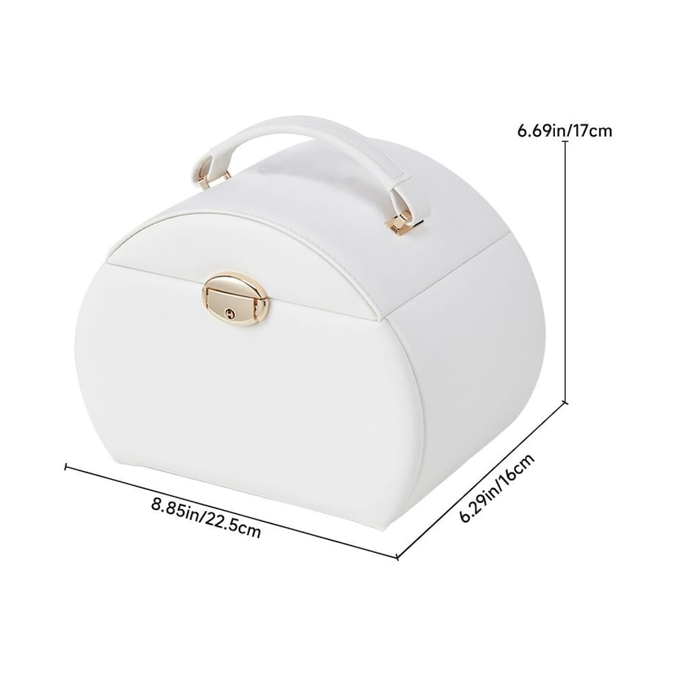 image 1 of Living and Home Stylish Jewellery Box with Handle - Cherry Pink