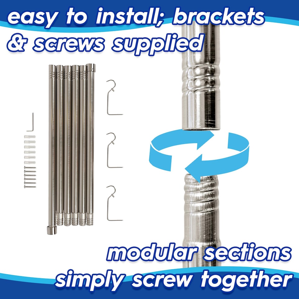 image 1 of Harbour Housewares Extendable Metal Curtain Poles Kit - 77 to 250cm - Brushed Nickel - Pack of 2