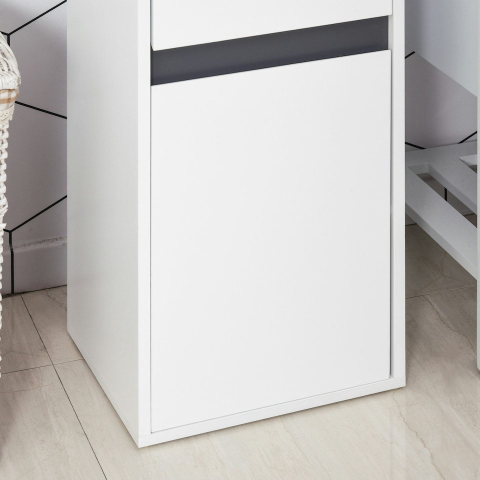 image 1 of HOMCOM Modern Minimalistic Bathroom Storage Cabinet Drawer Cupboard Shelf White