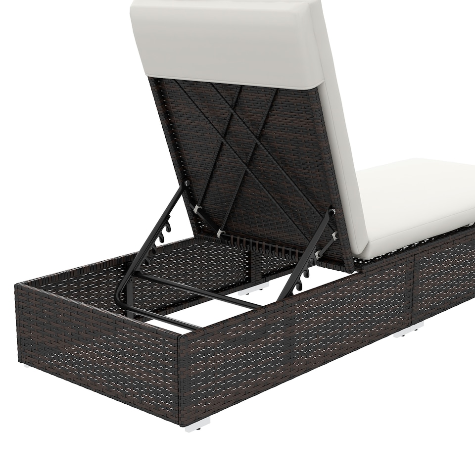 image 1 of Outsunny Rattan Sun Loungers Set of 2, Recliner Chairs, Adjustable Back, Brown | Brown