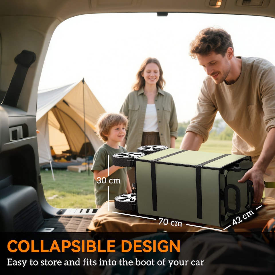 image 1 of Outsunny 180L Folding Garden Trolley Wagon Cart w Extendable Side Walls, Black