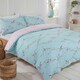 image 3 of OHS Blossom Bird Duvet Cover and Pillowcase Set, King - Duck Egg Blue