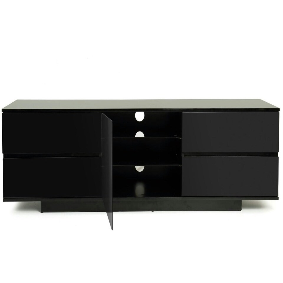 image 1 of Centurion Supports AVITUS ULTRA Remote Friendly BeamThru Gloss Black with 4-Black Drawers 32"-65" Flat Screen TV Cabinet Black