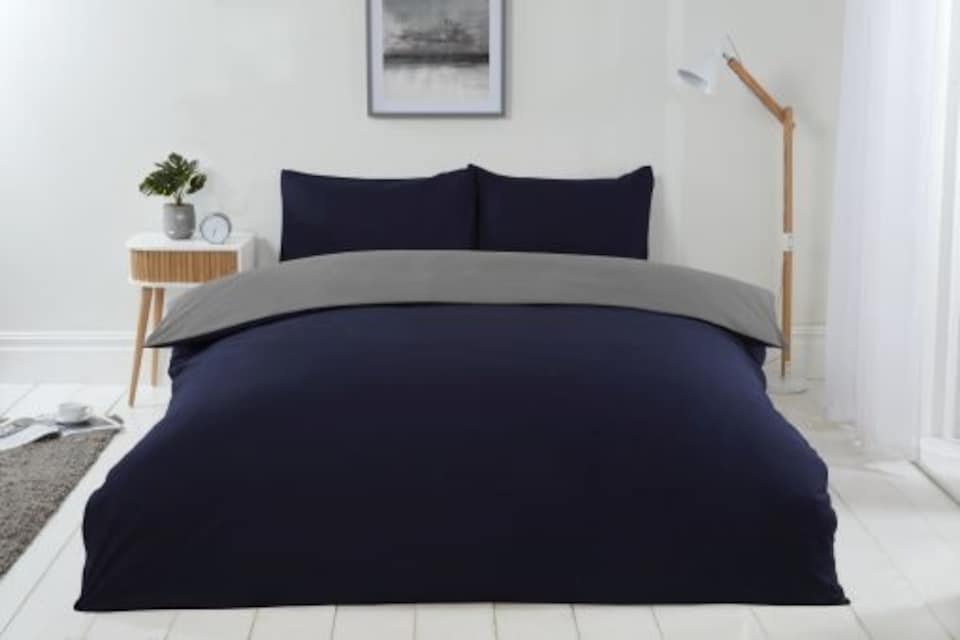 image 1 of Brights Reversible Duvet King Bed NavyGrey