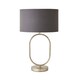 image 4 of ValueLights Antonia Charcoal Fabric Drum Lamp Shade Brushed Chrome Oval Table Lamp Silver