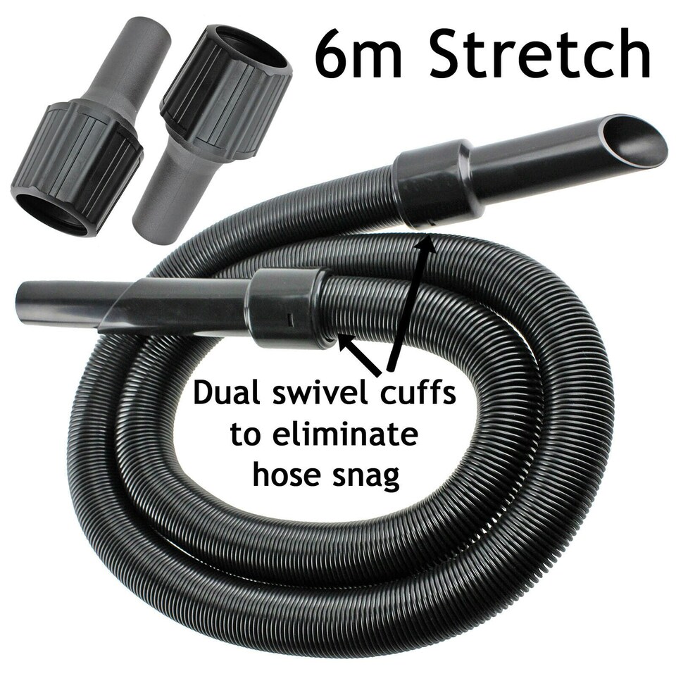 image 1 of SPARES2GO 6m Extra Long Extension Pipe Hose Kit compatible with Vax Vacuum Cleaner (6 Metre Hose + 3 x Adaptors)
