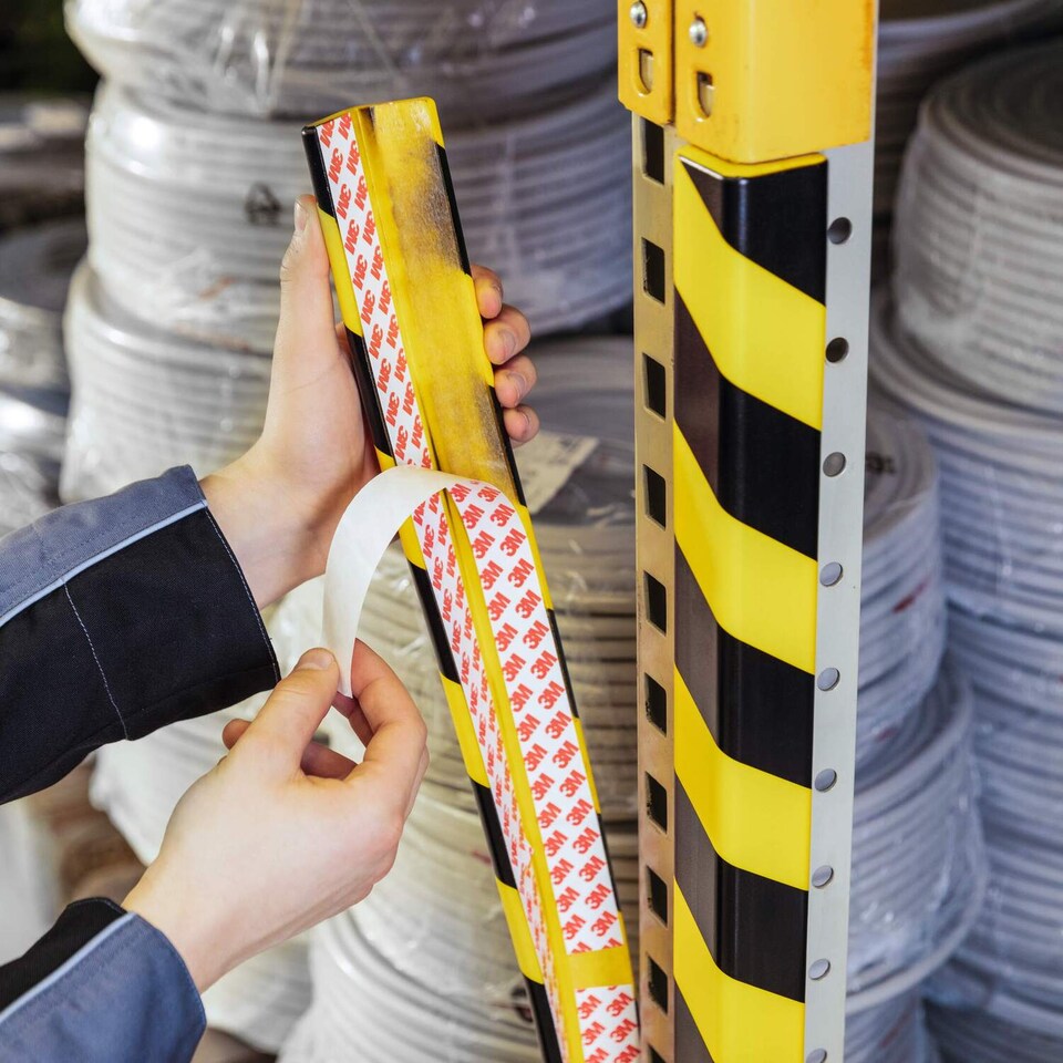 image 1 of Durable Adhesive Warning Corner Impact Protection Profiles C35 | 1 Metre