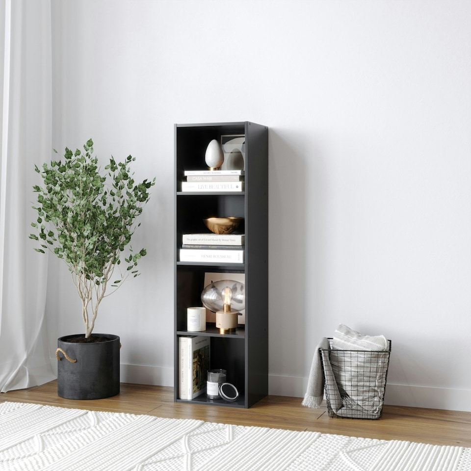 image 1 of 4-Tier Cube Shelving Unit Brown | Unit Colour: Beech
