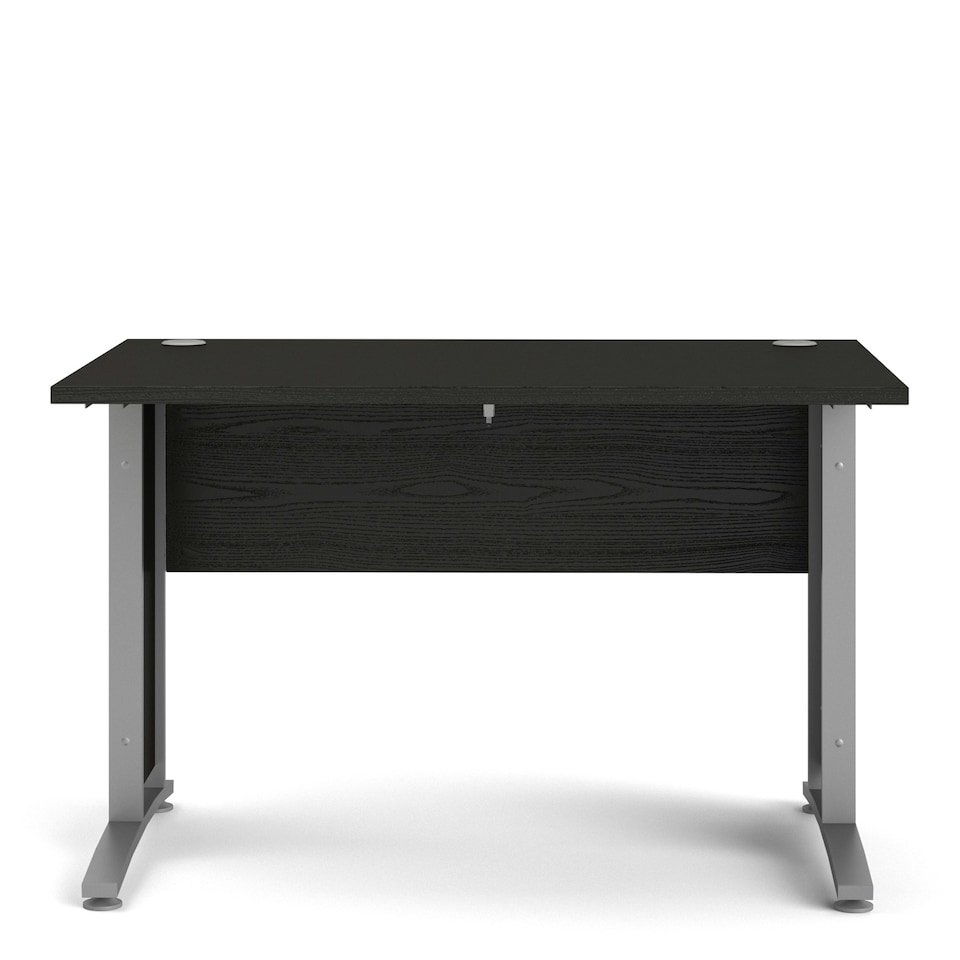 image 1 of Prima Desk 120cm in Black Woodgrain with Silver Grey Steel Legs