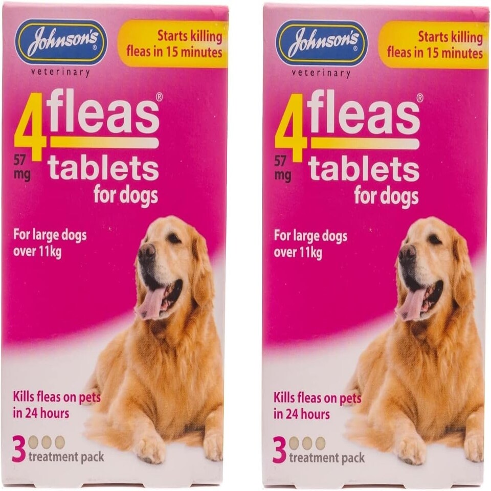 Leeway JOHNSONS 4FLEAS TABLETS FOR LARGE DOGS OVER 11KG – 3 TAB PACK - FLEA (2 PACKS)