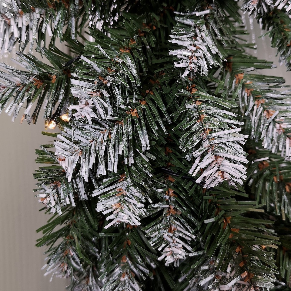 image 1 of 60cm Snow Tipped Christmas Wreath with 50 Warm White LEDs and 160 Bullet Tips