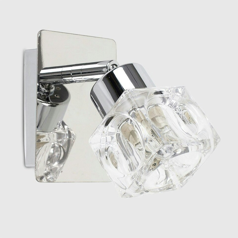 image 1 of ValueLights Ritz Ice Cube Pair of Silver Indoor Wall Spotlight