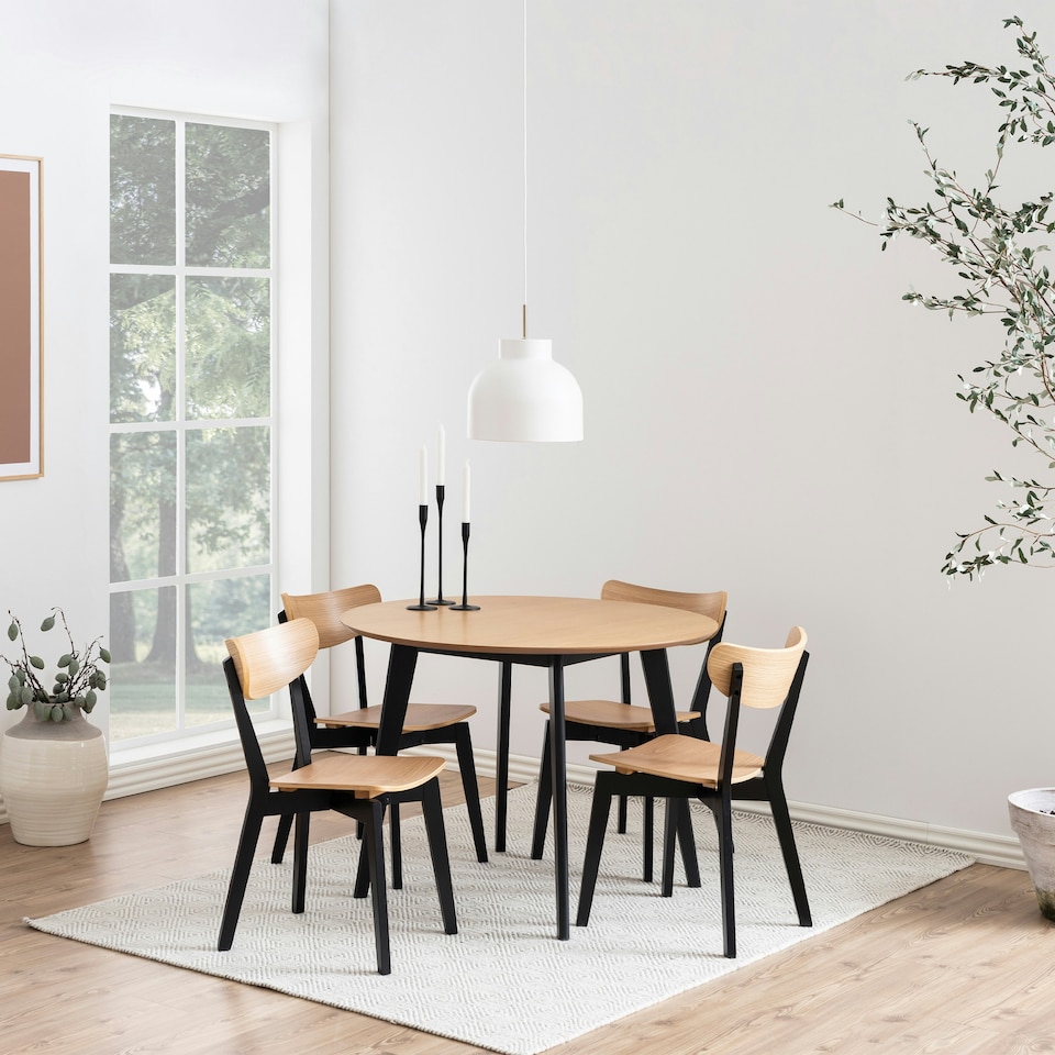 image 1 of Roxby Dining Chairs in Black and Oak Set of 2