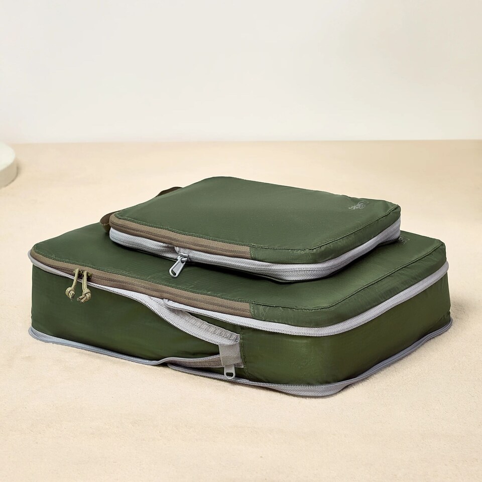 image 1 of CabinZero Ultralight Compression Packing Cube (Medium), Lightweight Space-Saving Travel Organizer | Green | GEORGIAN KHAKI | Medium | 1