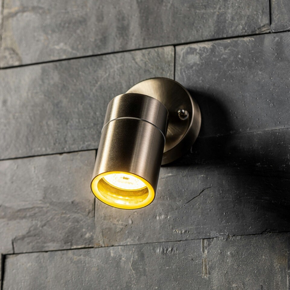 image 1 of CGC ALESHA Stainless Steel Adjustable Outdoor Wall Spotlight Silver