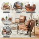 image 3 of Yaheetech Retro Accent Chair with Metal Arms Back Cushion Brown | Light Brown