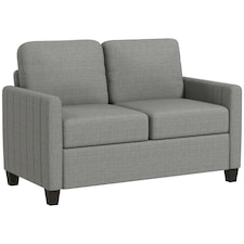 HOMCOM Modern 2 Seater Sofa with Spring Cushion, Back Pillow, Grey Grey