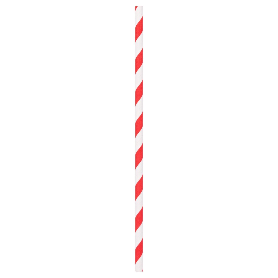 image 1 of Ashley Paper Straws - 19.5cm - Red Stripe - Pack of 40