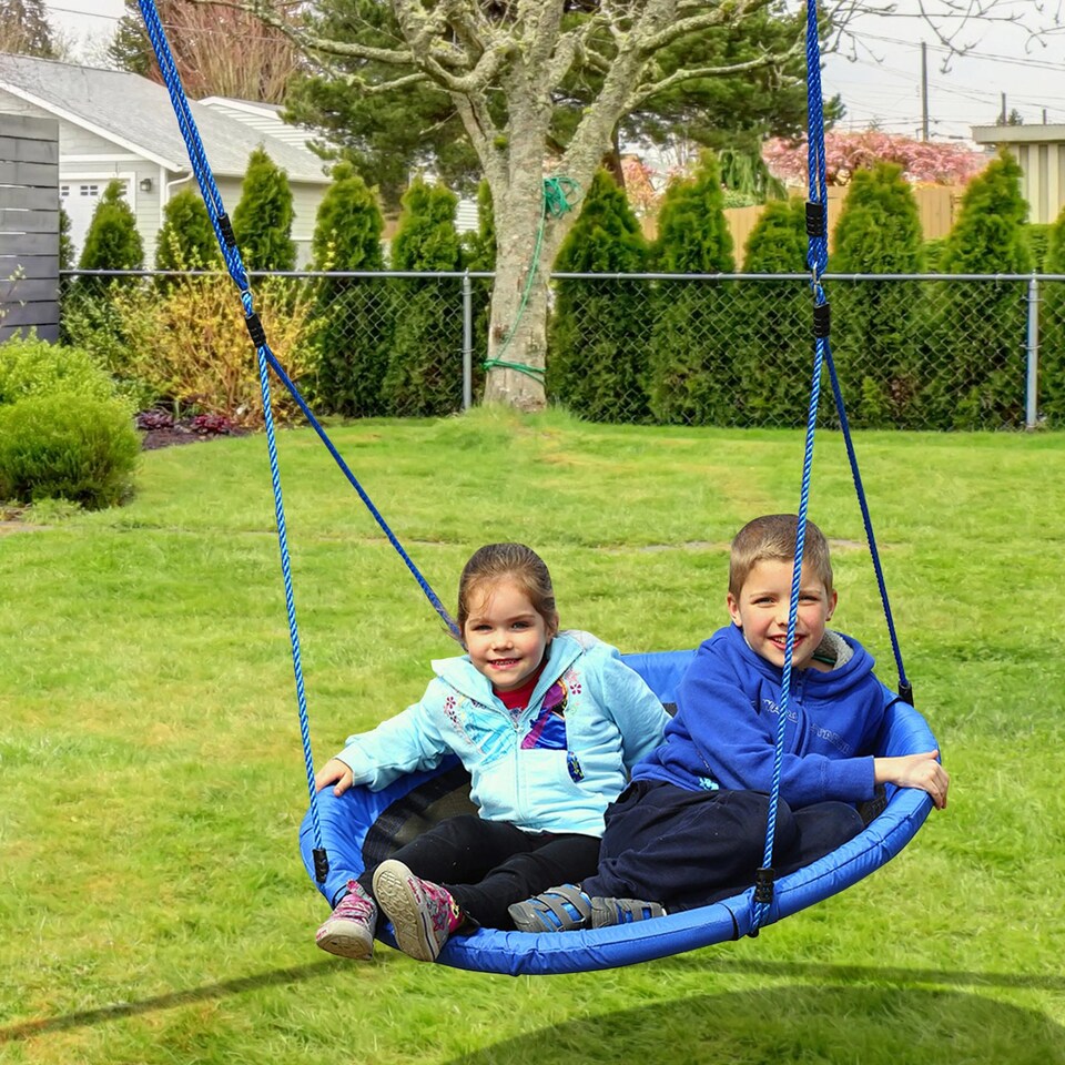 image 1 of HOMCOM Round Swing Kids Game Spin Rope Playground Steel Playroom