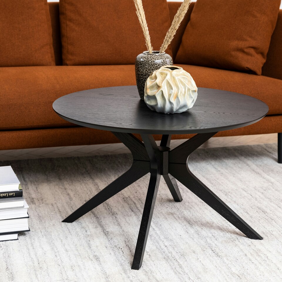 image 1 of I_Duncan Round Coffee Tablein Black 80x45cm