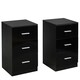 image 1 of COSTWAY 2Pcs NightStand 3-Drawer Chest Storage Dresser Black Black