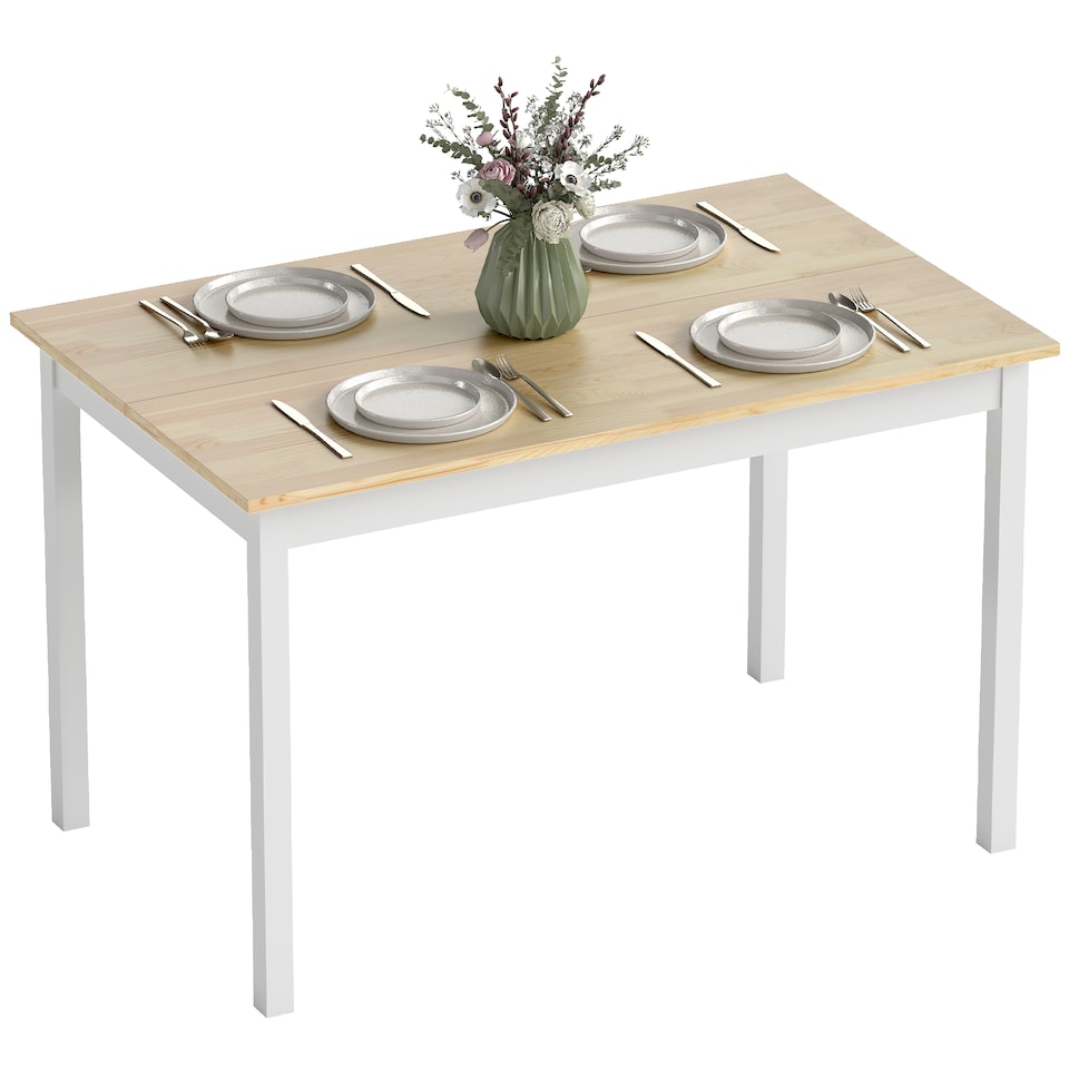 image 1 of HOMCOM Dining Table Farmhouse Kitchen Table w/ Wood Frame for Dining Room
