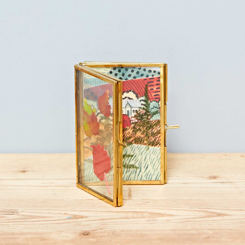 image 1 of Recycled Glass Folded Double Photo Frame