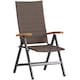 image 2 of Outsunny Folding Garden Chair, 5-level Reclining PE Rattan Garden Dining Chair with Wood Armrests, High Back and Steel Frame for Outdoor, Patio, Terrace, Porch, Brown | Brown | Brown