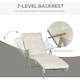 image 2 of Outsunny Sun Lounger Recliner Foldable Padded Seat Adjustable Texteline White | Cream