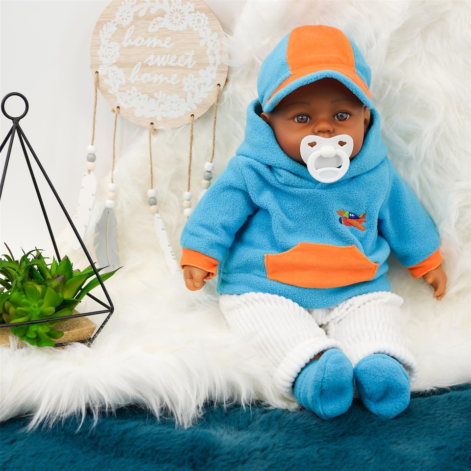 image 1 of BiBi Doll 18" Leo Ethnic Baby Doll Boy With Sounds & Toy Dummy