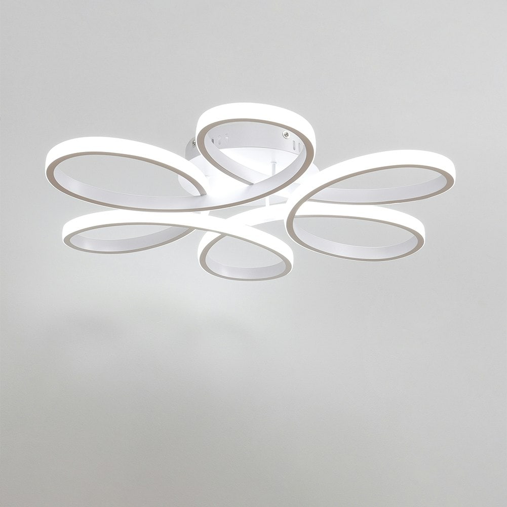 Living and Home Modern Acrylic Petal LED Semi Ceiling Light - White