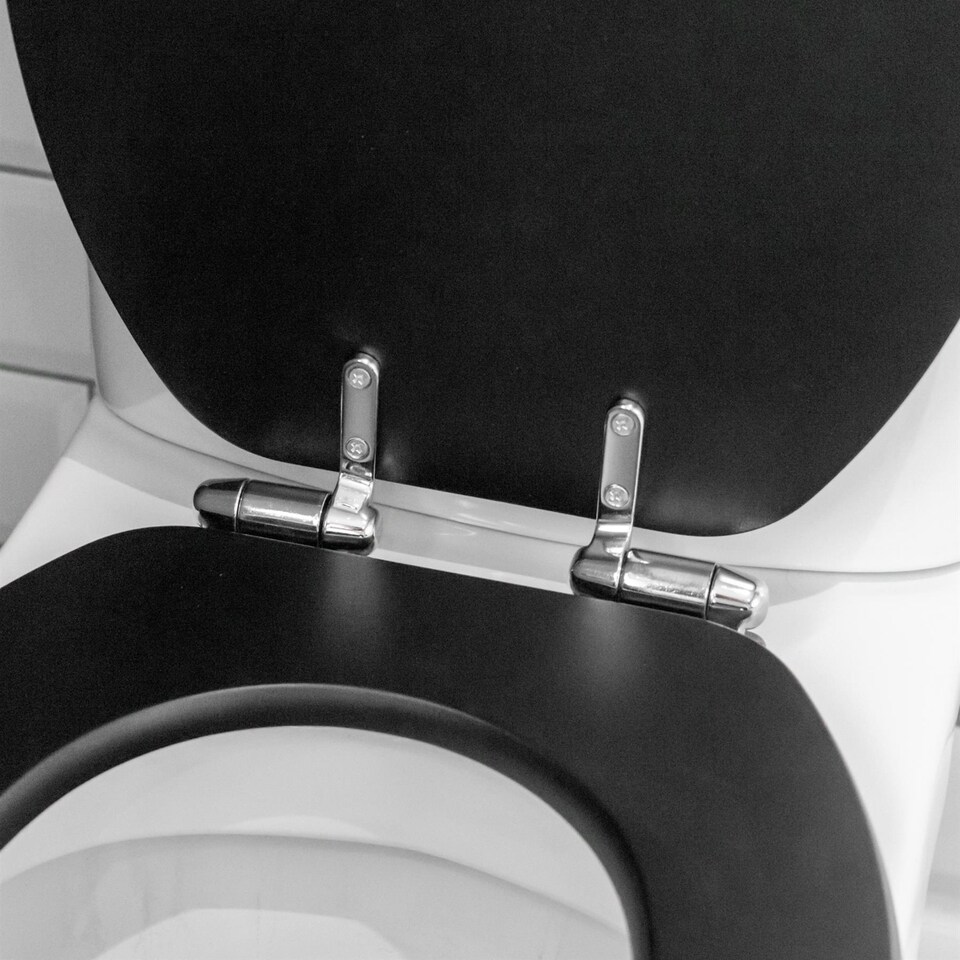 image 1 of Harbour Housewares Wooden Soft Close Toilet Seats - Black - Pack of 2 | Black | Black