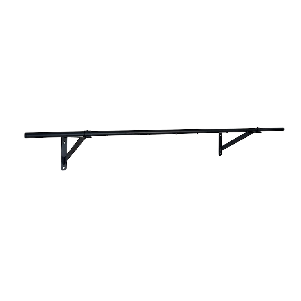 image 1 of 5ft Wall Mounted Garment Clothes Rail Super Heavy Duty All Metal Black | Black | One Size