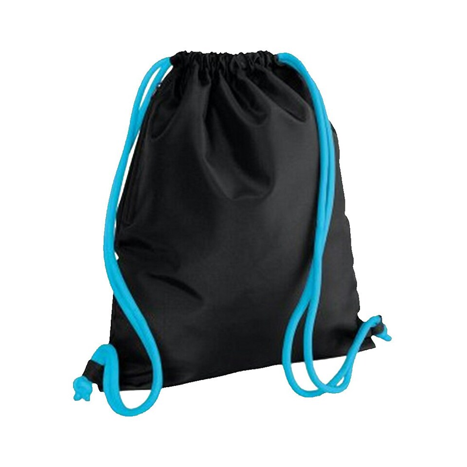 Bagbase Icon Drawstring Bag/Gymsac - Black/Surf Blue - One Size Black | One Size