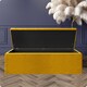 image 2 of 120cm Safar Large Striped Storage Ottoman Box, Mustard Gold Plush Velvet Upholstered Deep Storage Ottoman End of Bed Bench