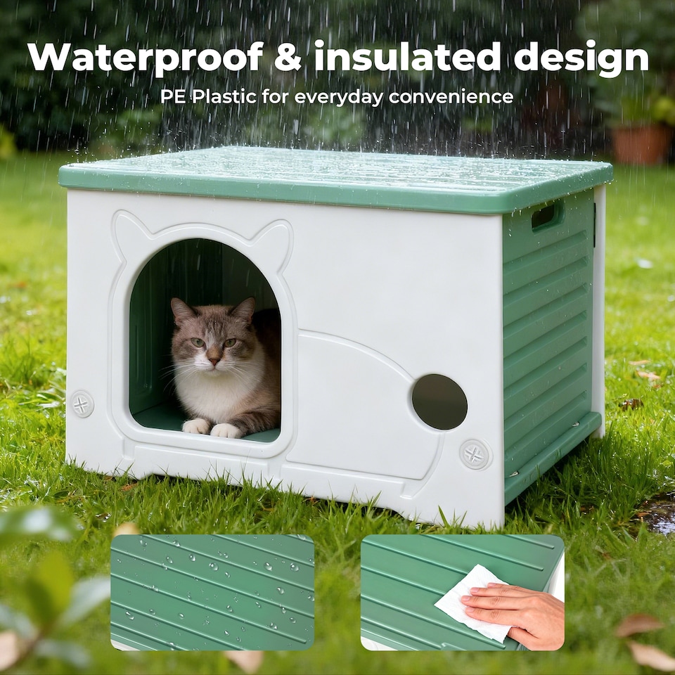 image 1 of Skylos Dog Kennel Plastic Puppy Shelter Pet House Weatherproof Outdoor Indoor