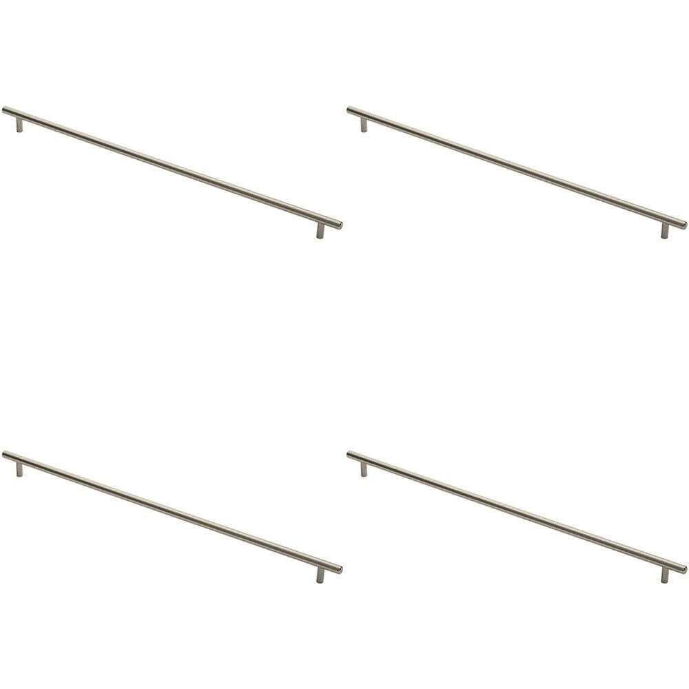 Loops 4x Round T Bar Cabinet Pull Handle 572 x 12mm 512mm Fixing Centres Satin Nickel in Metallics