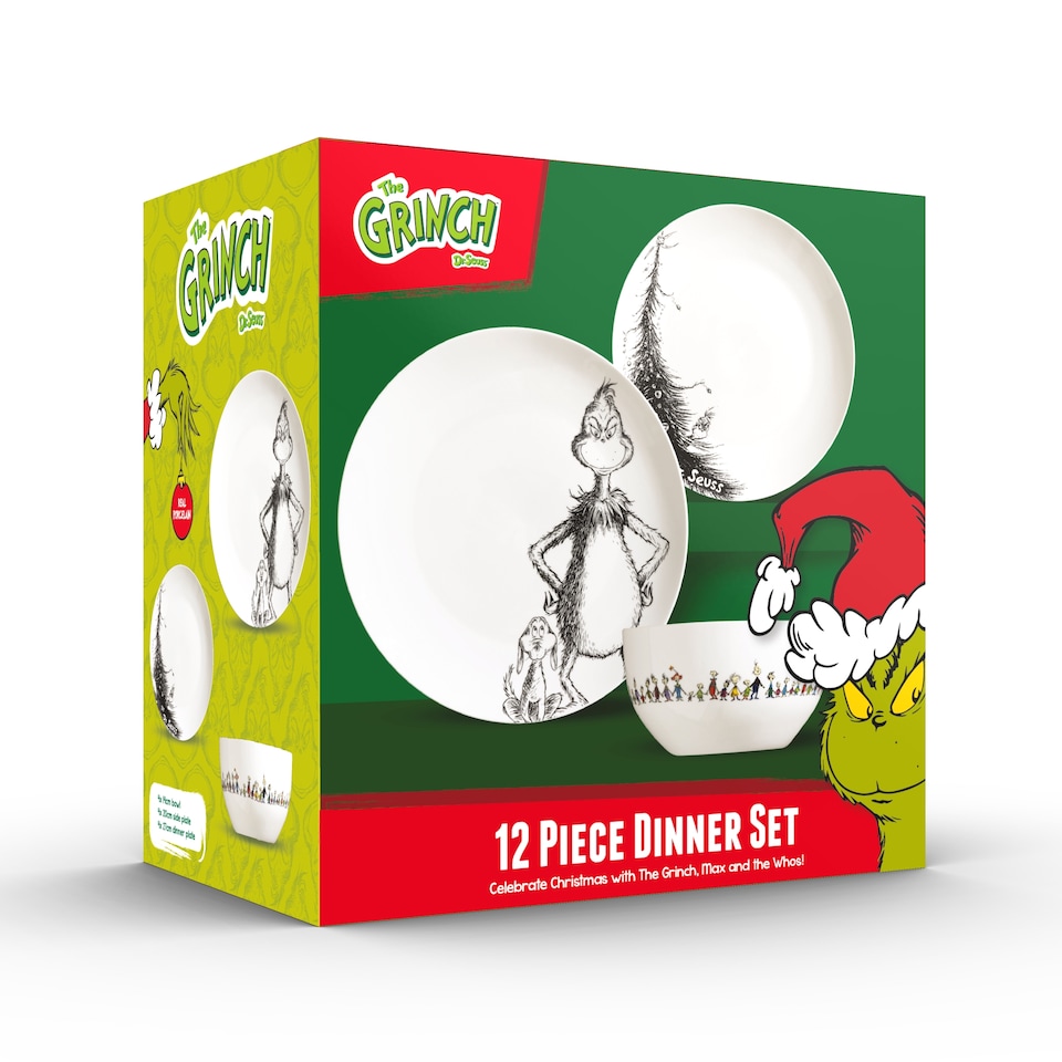 image 1 of The Grinch Classic & Max 12 Piece Dinner Set