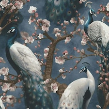 Erismann Play Of Light Peacock Vinyl Textured Wallpaper - Navy Blue - 10m x 53cm Blue