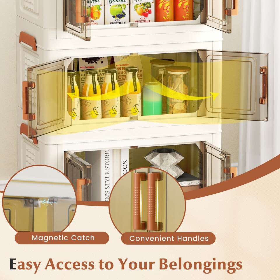 image 1 of COSTWAY 3-Pack Stackable Plastic Storage Boxes 57L Collapsible Storage Bins