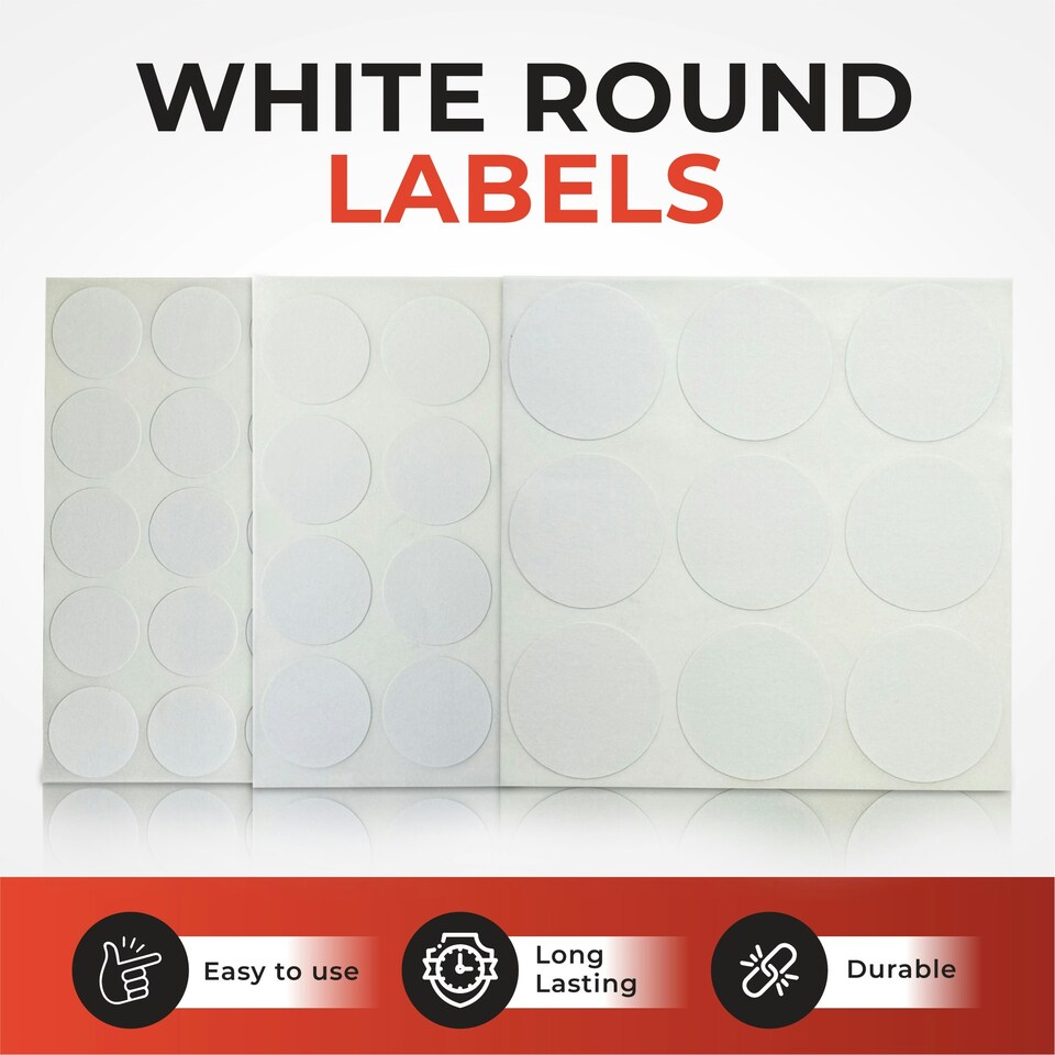 image 1 of Pack of 84 White 24mm Round Labels - Stickers