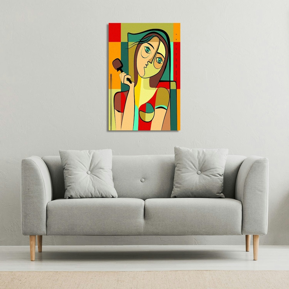 image 1 of woman with chocolate in hand (Canvas Print) 101 x 77 x 4cm