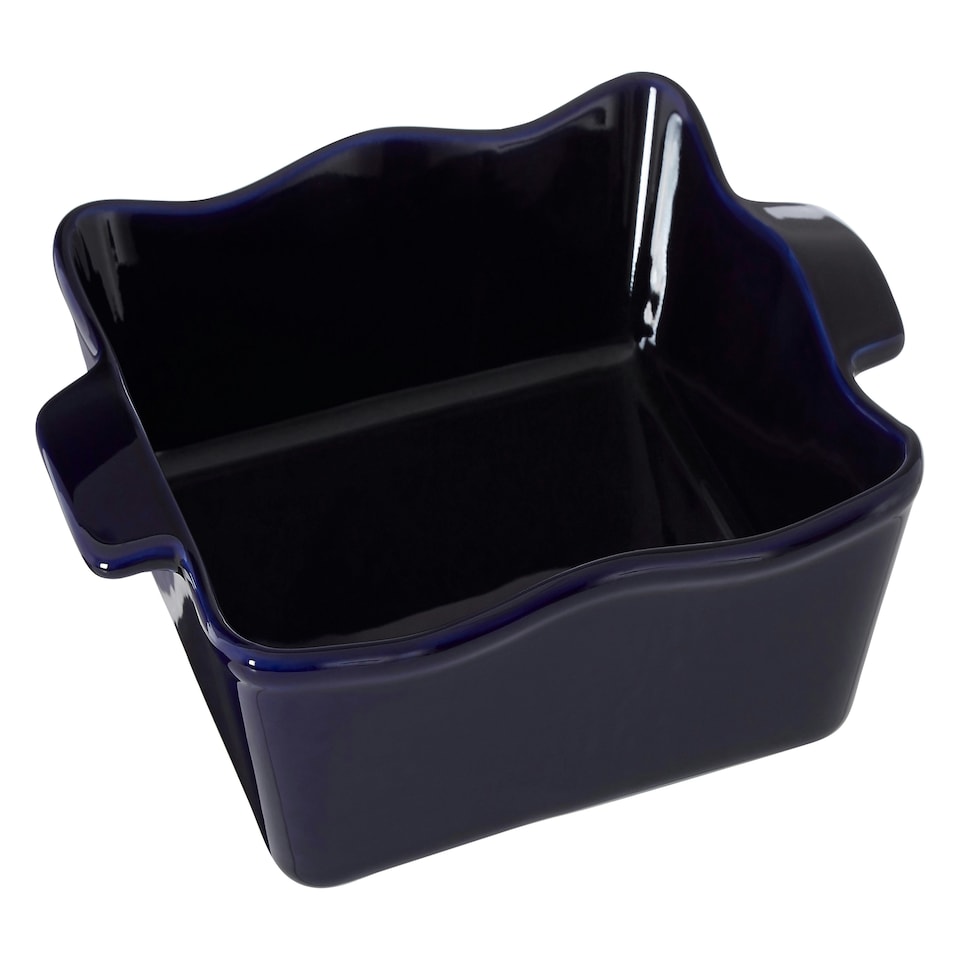 image 1 of Interiors by Premier Functional Design Square Oven Dish, Durable Stoneware Baking Dish With Handles, Stylish Blue And Cream Multi