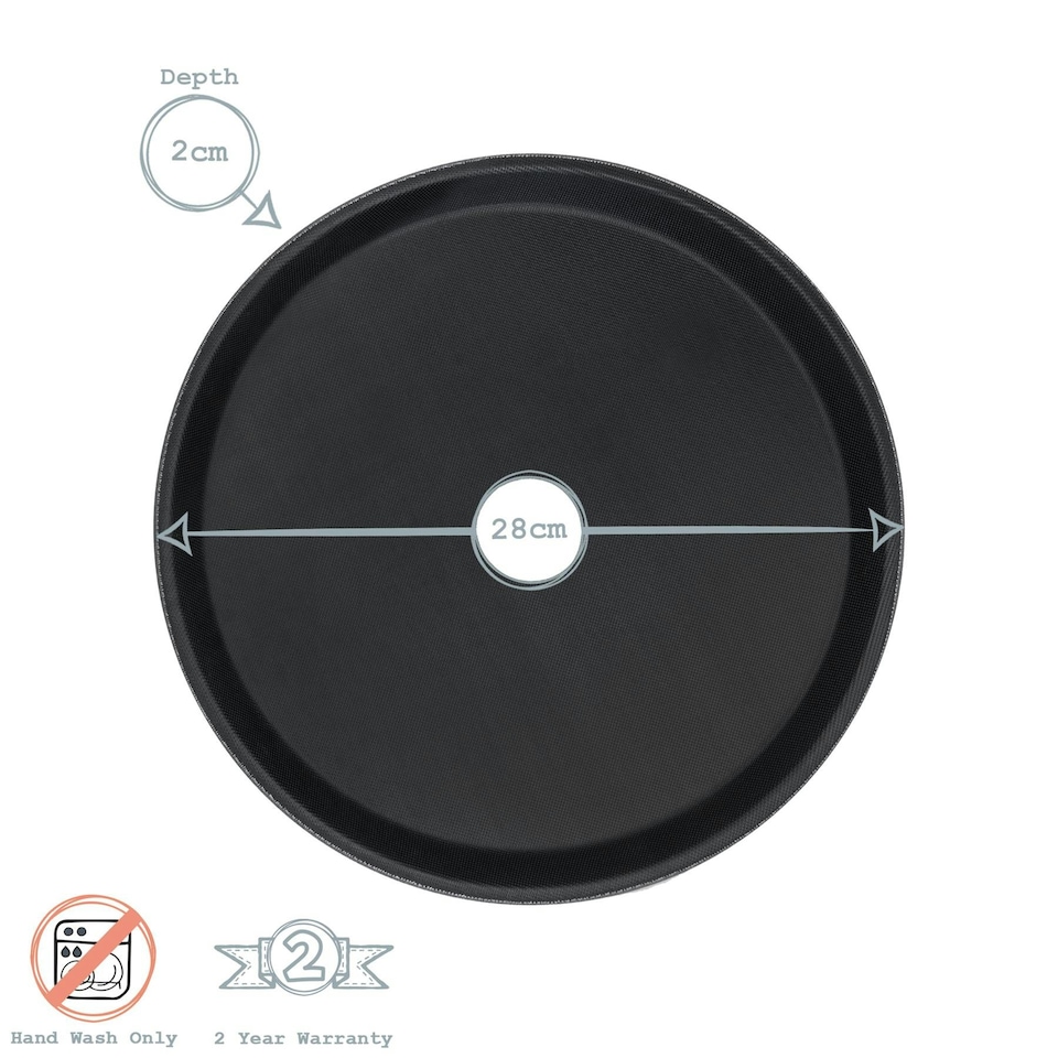 image 1 of Argon Tableware Round Non-Slip Serving Tray - 28cm - Black Black