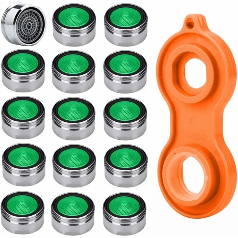15pcs water saving faucet aerator, m24 spout, high quality breeze jet faucet, chrome plated brass material and 1 wrench